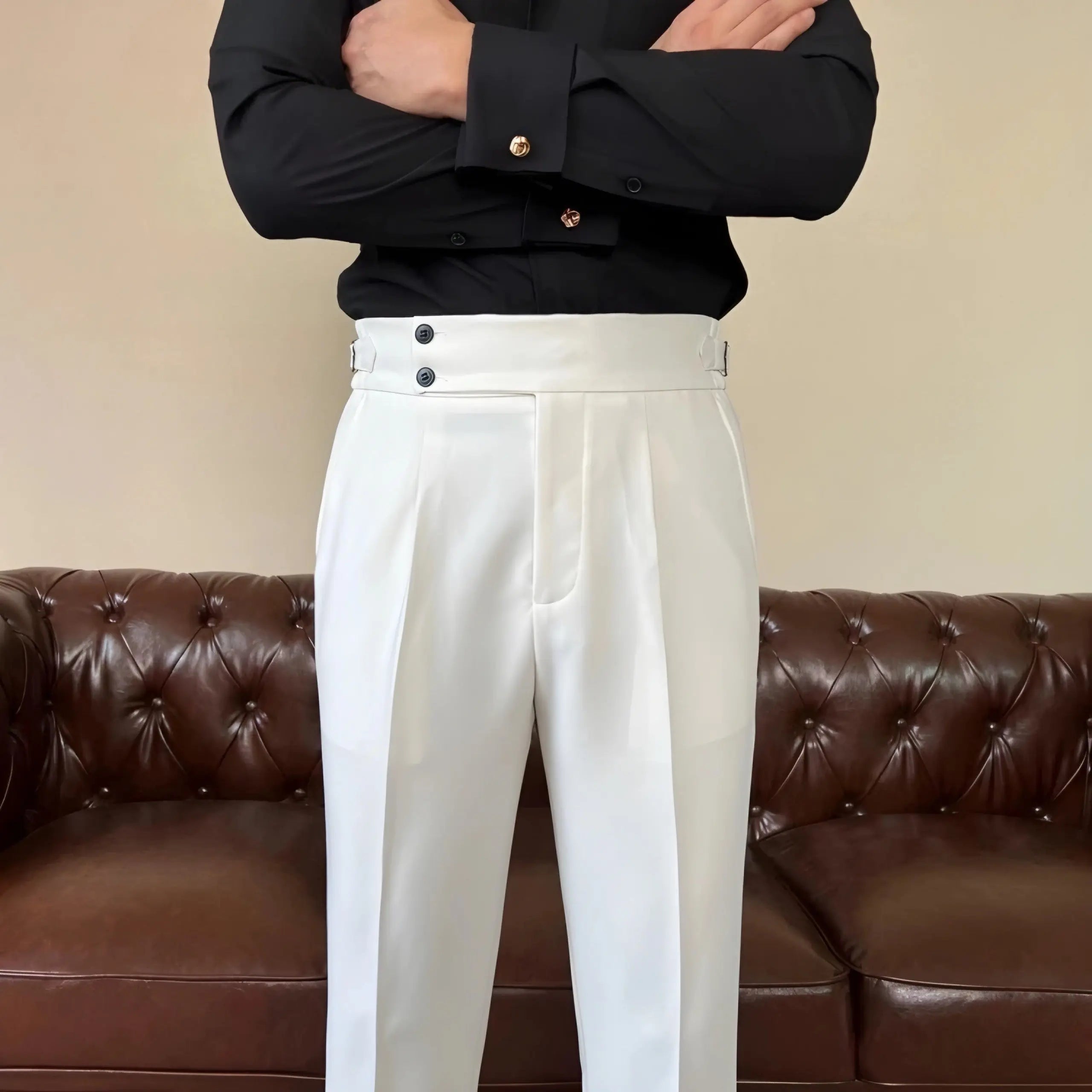 Classic Italia Sidetab Elastic Trousers - Cross & Crown Cross & Crown