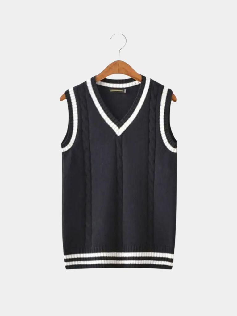 V Neck Elegant Knit Vest - Cross & Crown