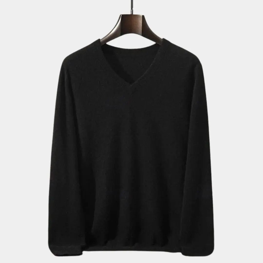 Cashmere V Neck Knitwear Sweater Cross & Crown