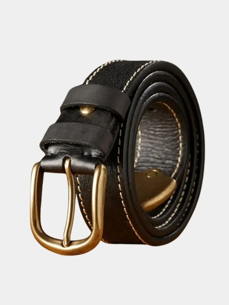Vintage Leather Thickened Belt - Cross & Crown