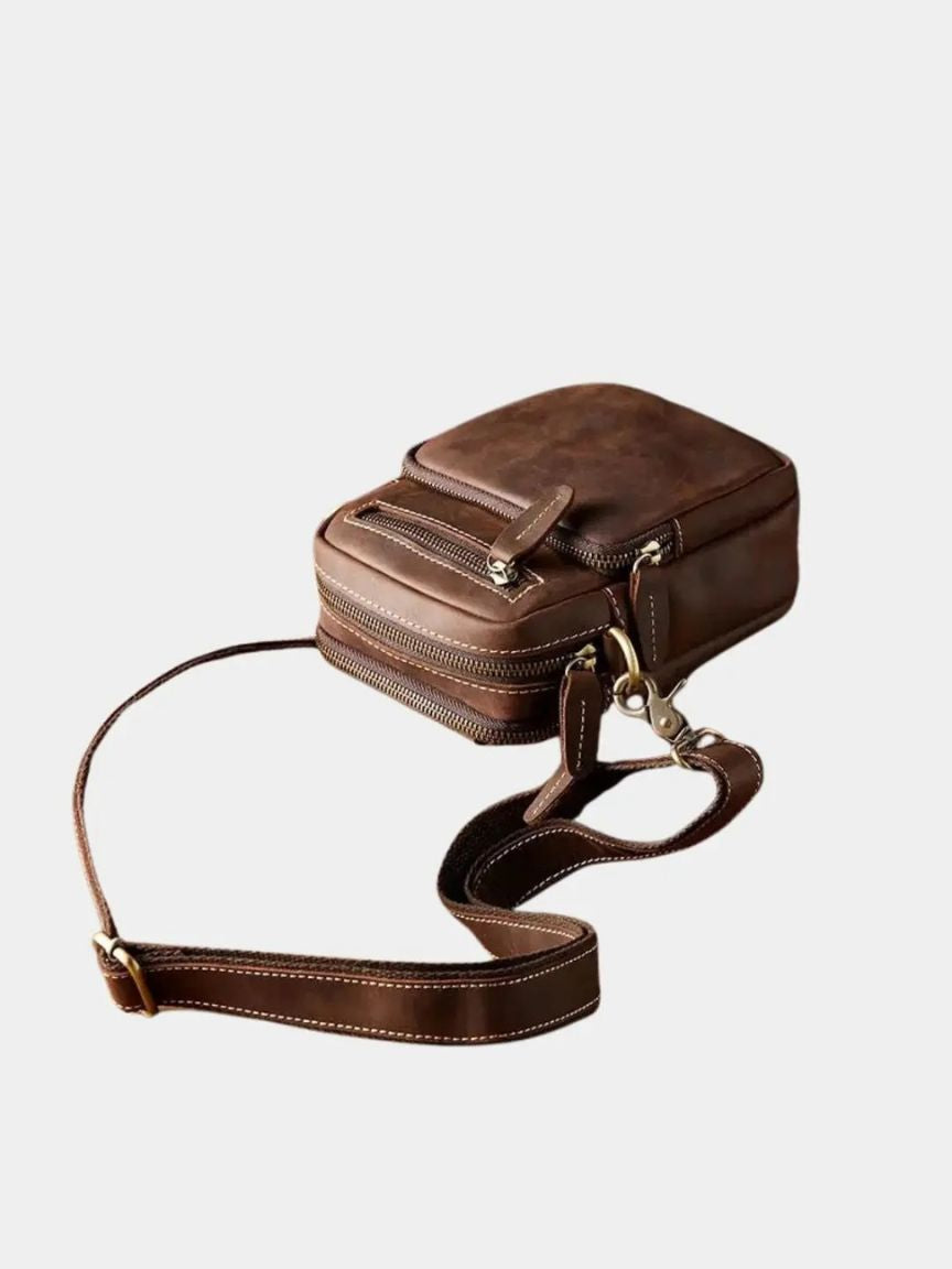 Retro Leather Men's Shoulder Bag - Cross & Crown