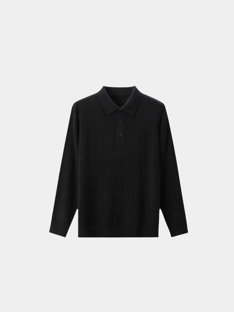 Wool Knit Button Up Polo Pullover - Cross & Crown