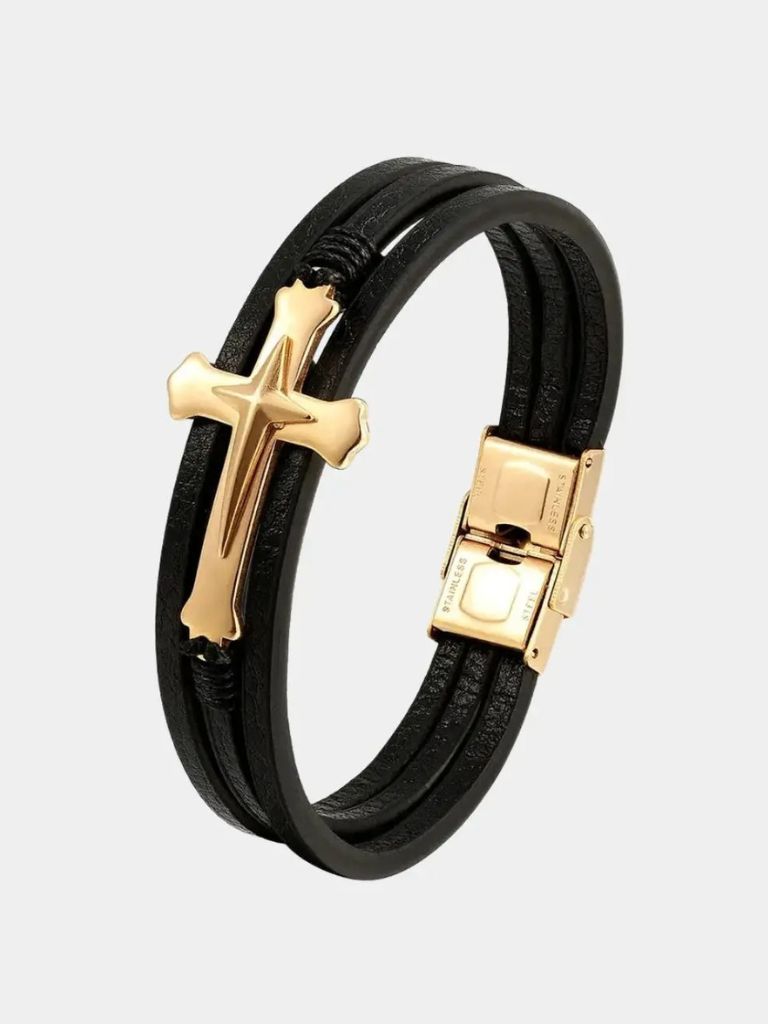 Multi Layer Prayer Cross Bracelet - Cross & Crown