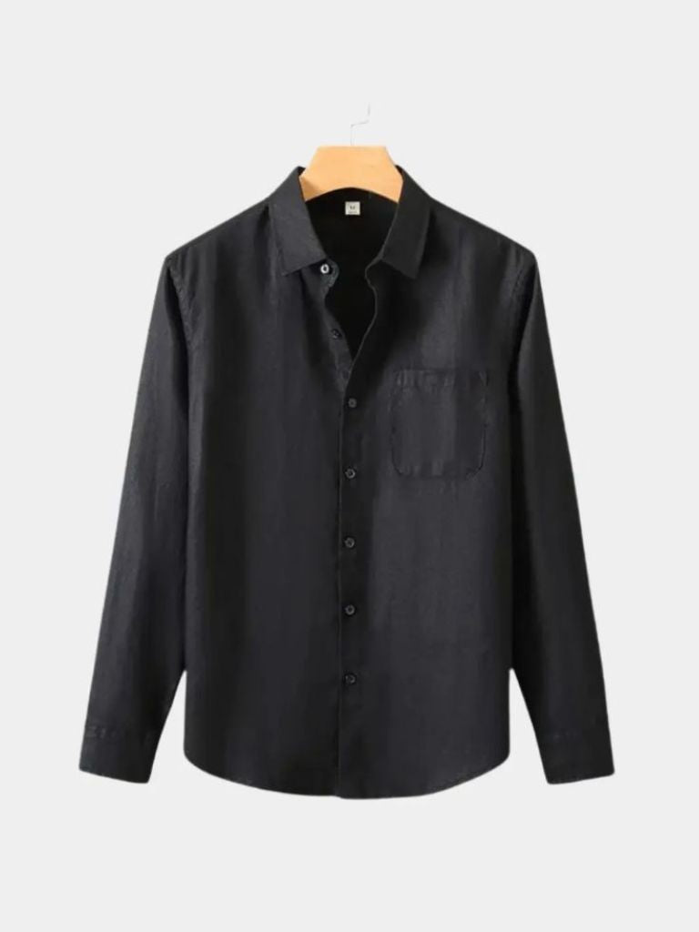 Camicia in lino essenziale a maniche lunghe - <tc>Cross & Crown</tc>
