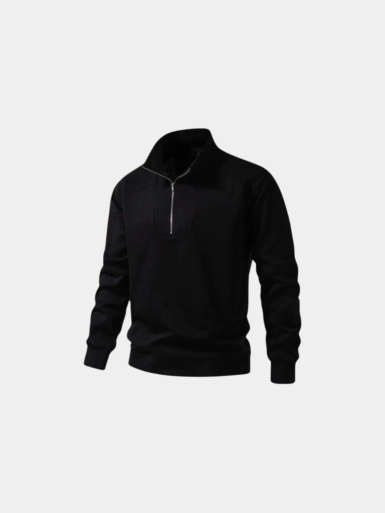 Zip Black Lapel Sports Hoodie Sweatshirt - Cross & Crown