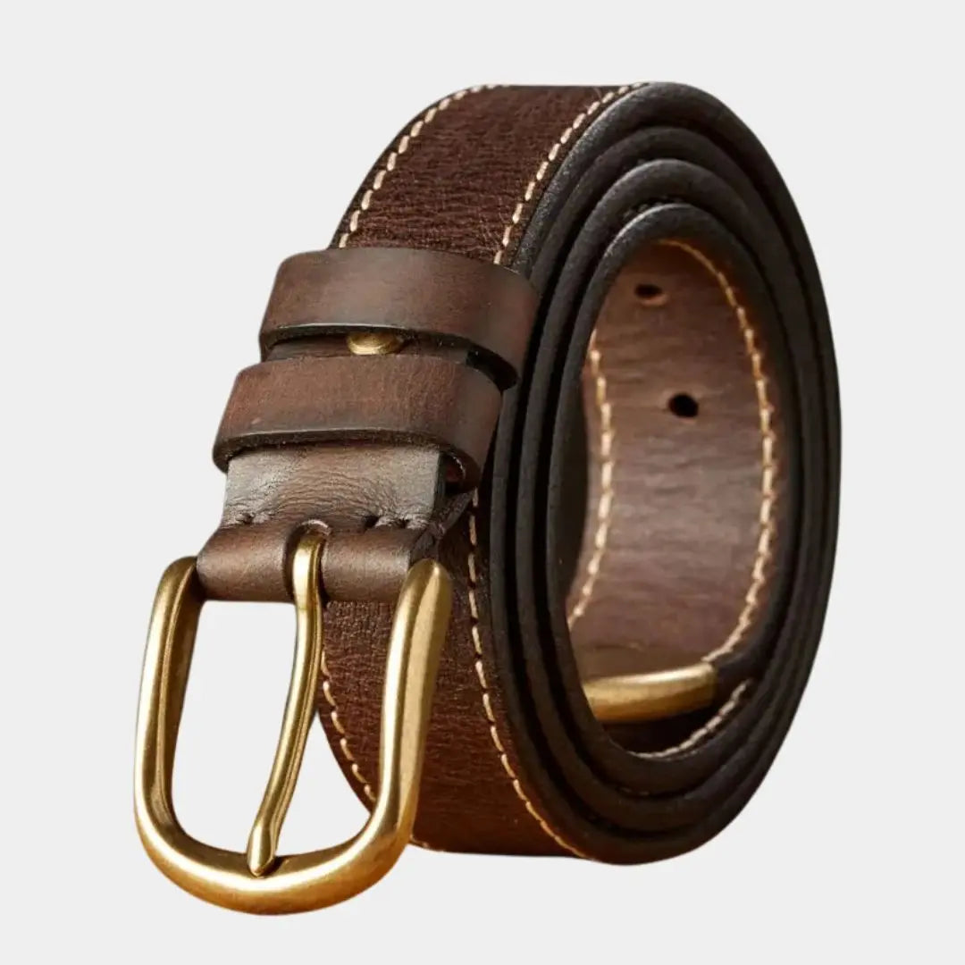 Vintage  Leather Thickened Belt - Cross & Crown Cross & Crown