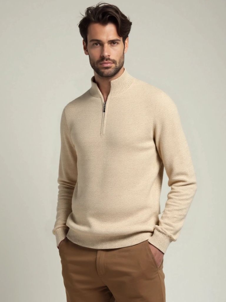 Merino Half Zip Sweater - Cross & Crown