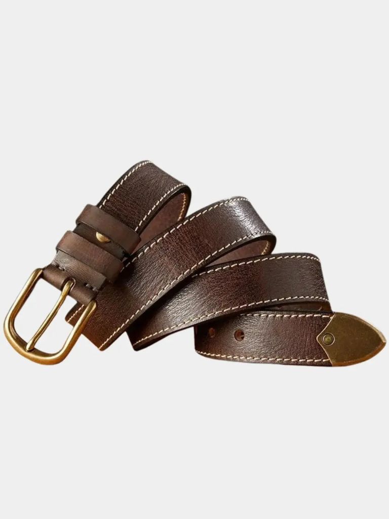Vintage Leather Thickened Belt - Cross & Crown