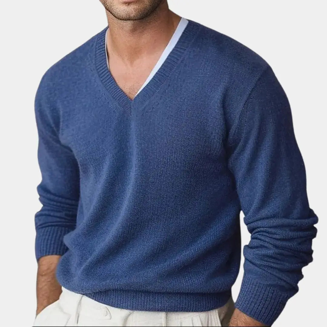 Cashmere V Neck Knitwear Sweater Cross & Crown