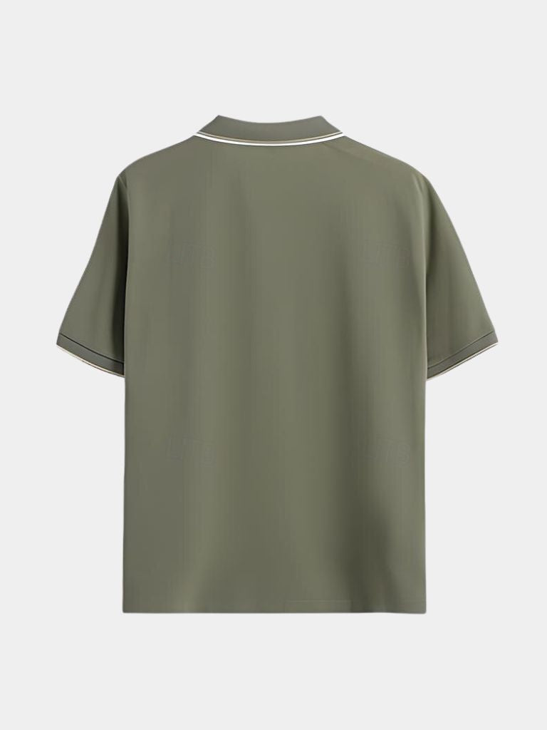 Timeless Black V-Neck Polo - Cross & Crown