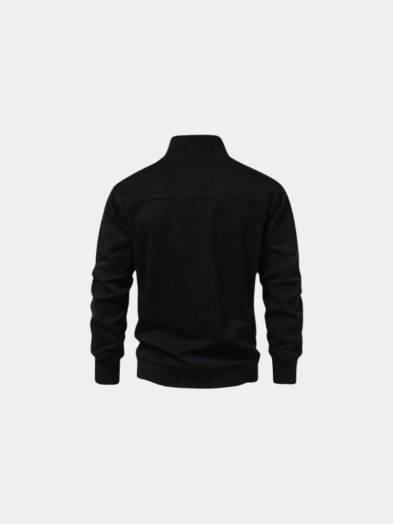 Zip Black Lapel Sports Hoodie Sweatshirt - Cross & Crown