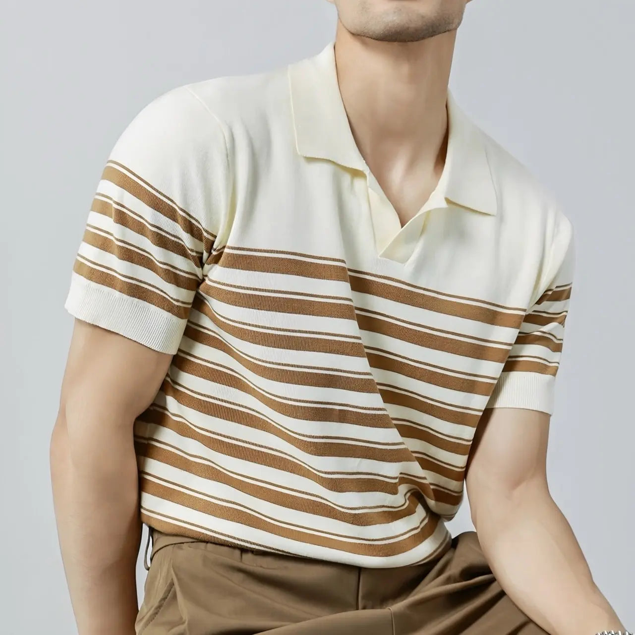 Classic Knit Striped Mesh Polo - Cross & Crown Cross & Crown