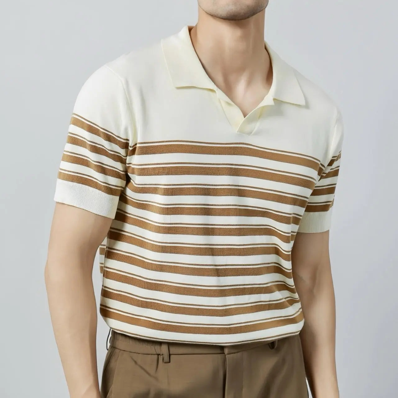 Classic Knit Striped Mesh Polo - Cross & Crown Cross & Crown