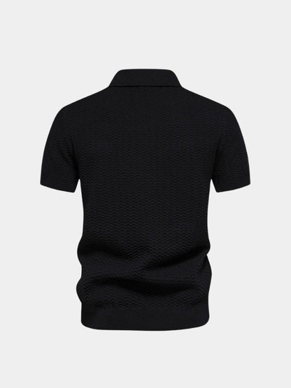 Classic Fit Quarter Zip Business Casual Short Sleeves Polo - Cross & Crown