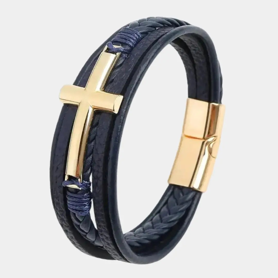 3 Layer Elegant Cross Leather Bracelet - Cross & Crown Cross & Crown