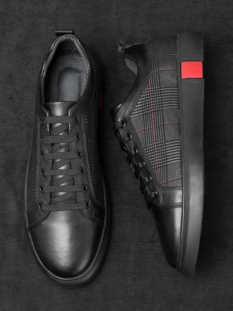 Blackgrid Leather Loafers – Cross & Crown
