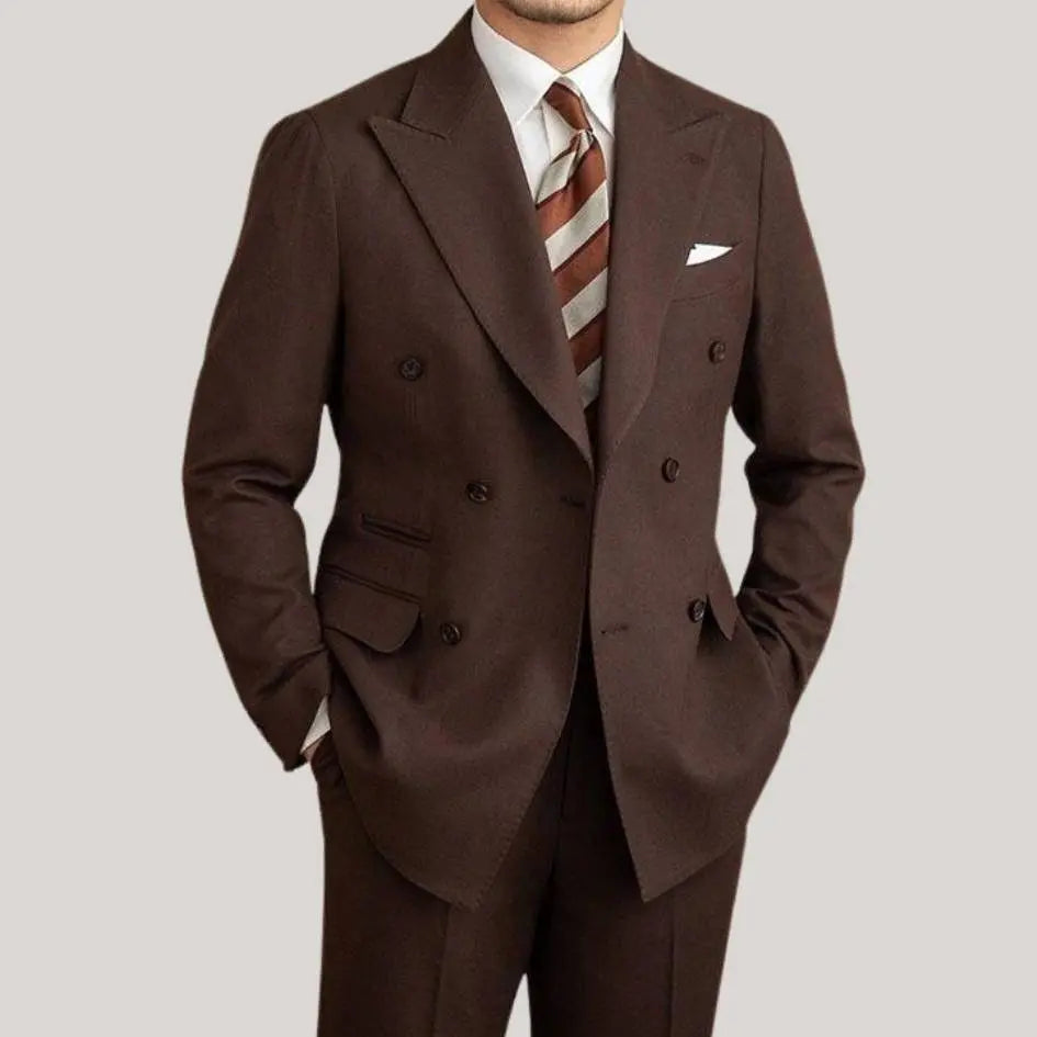 Dark Brown Garbadine Suit (Jacket + Trousers) - Cross & Crown Cross & Crown