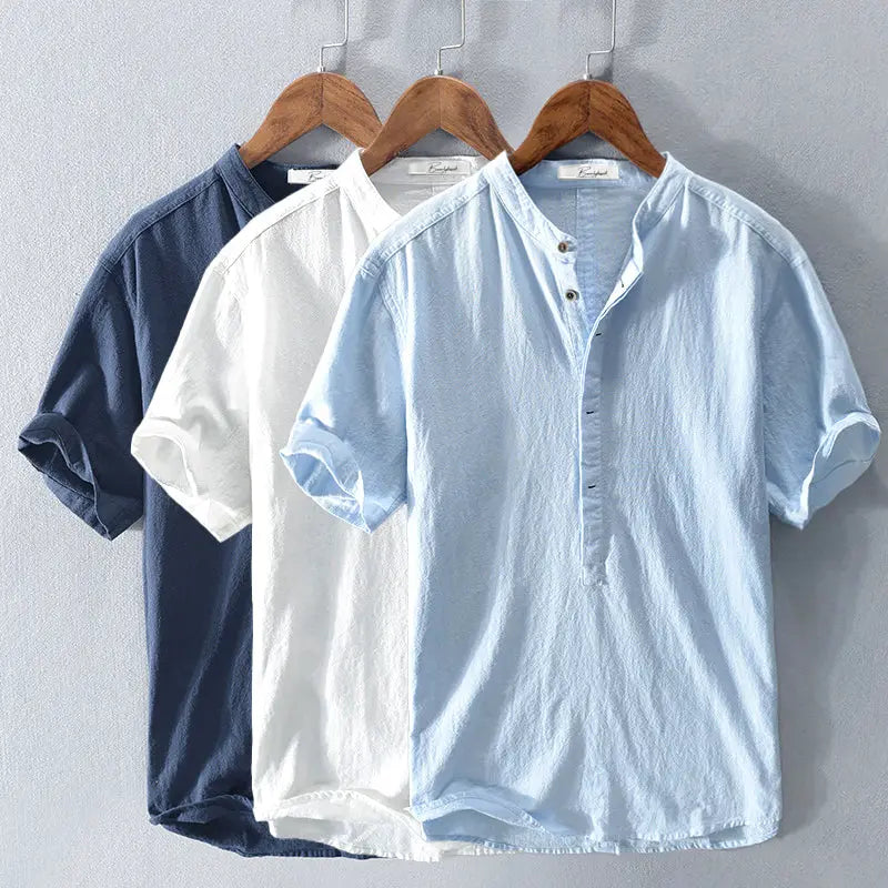 Essential Short Sleeve Linen Shirt - Cross & Crown Cross Crown