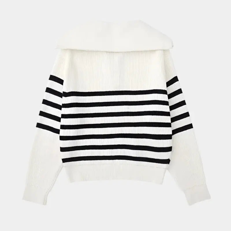 Casual Striped Zip Up Sweater - Cross & Crown Cross Crown