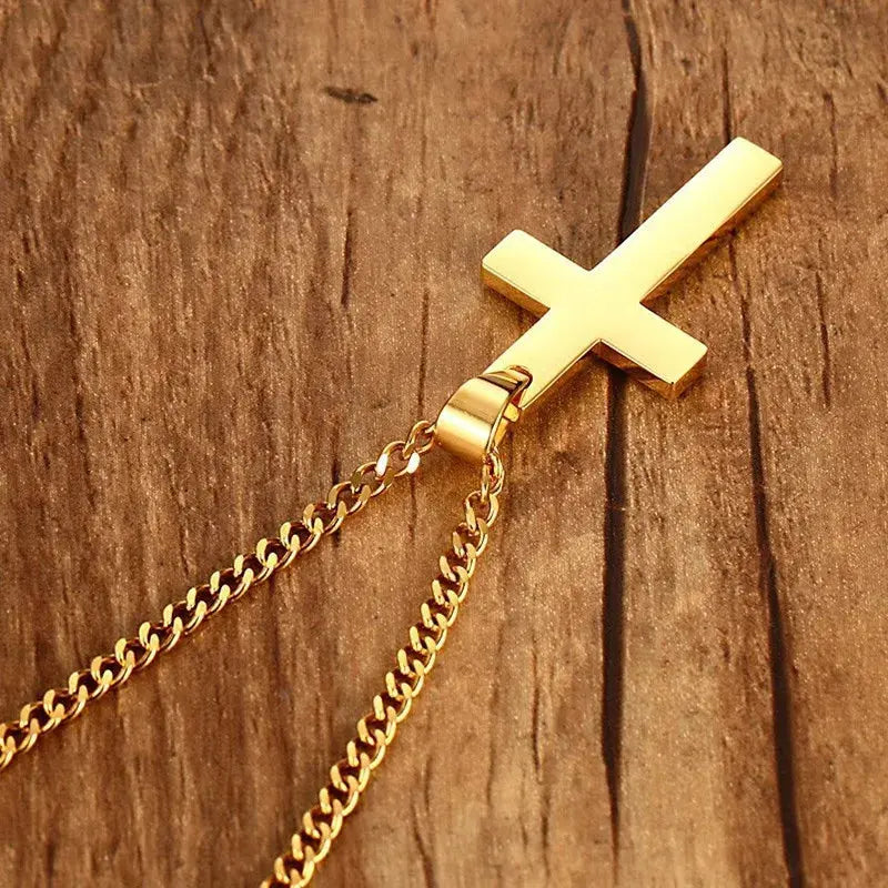 Minimalist Cross Pendant Necklace - Cross & Crown Cross & Crown