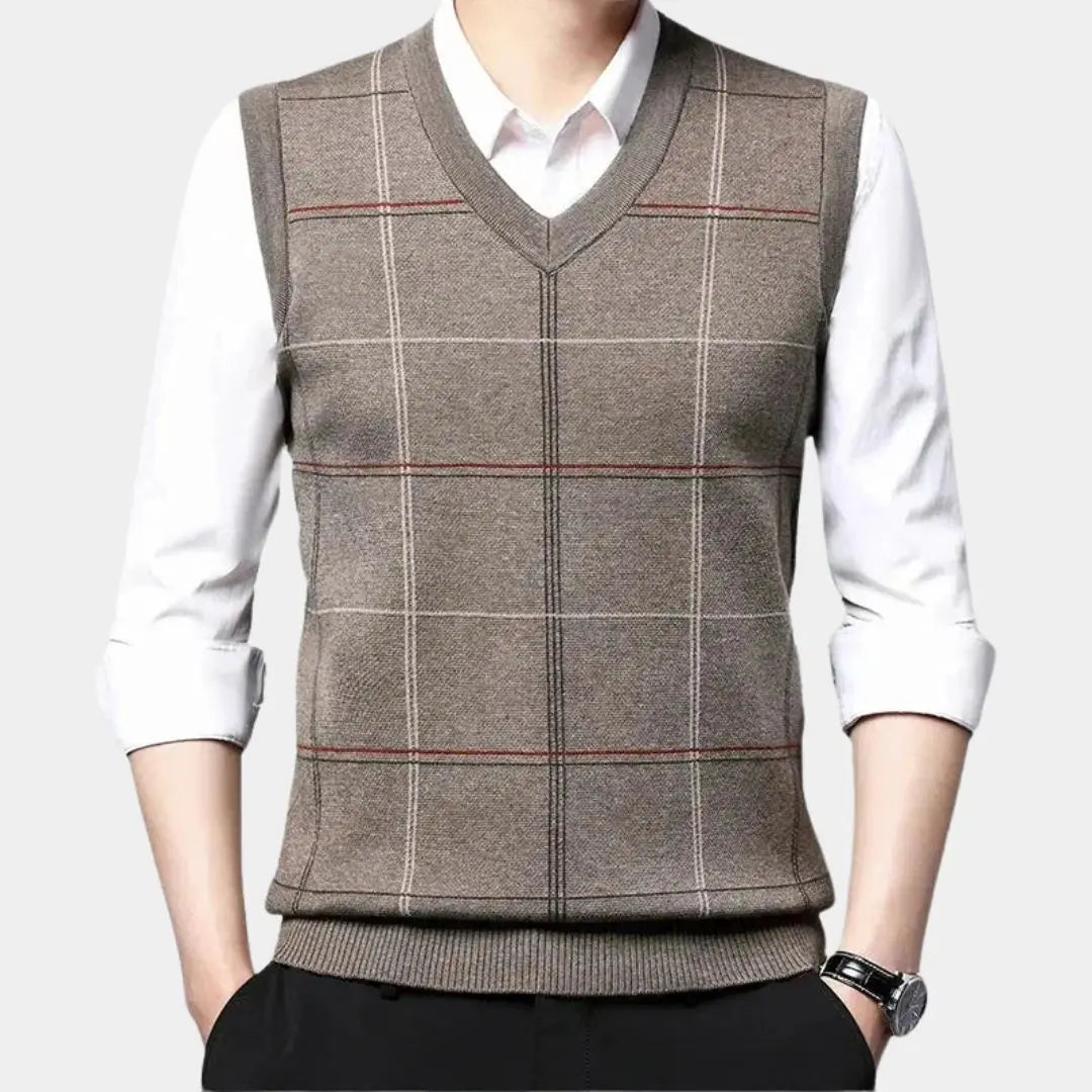 Academic Checkered Kinit Vest - Cross & Crown Cross & Crown