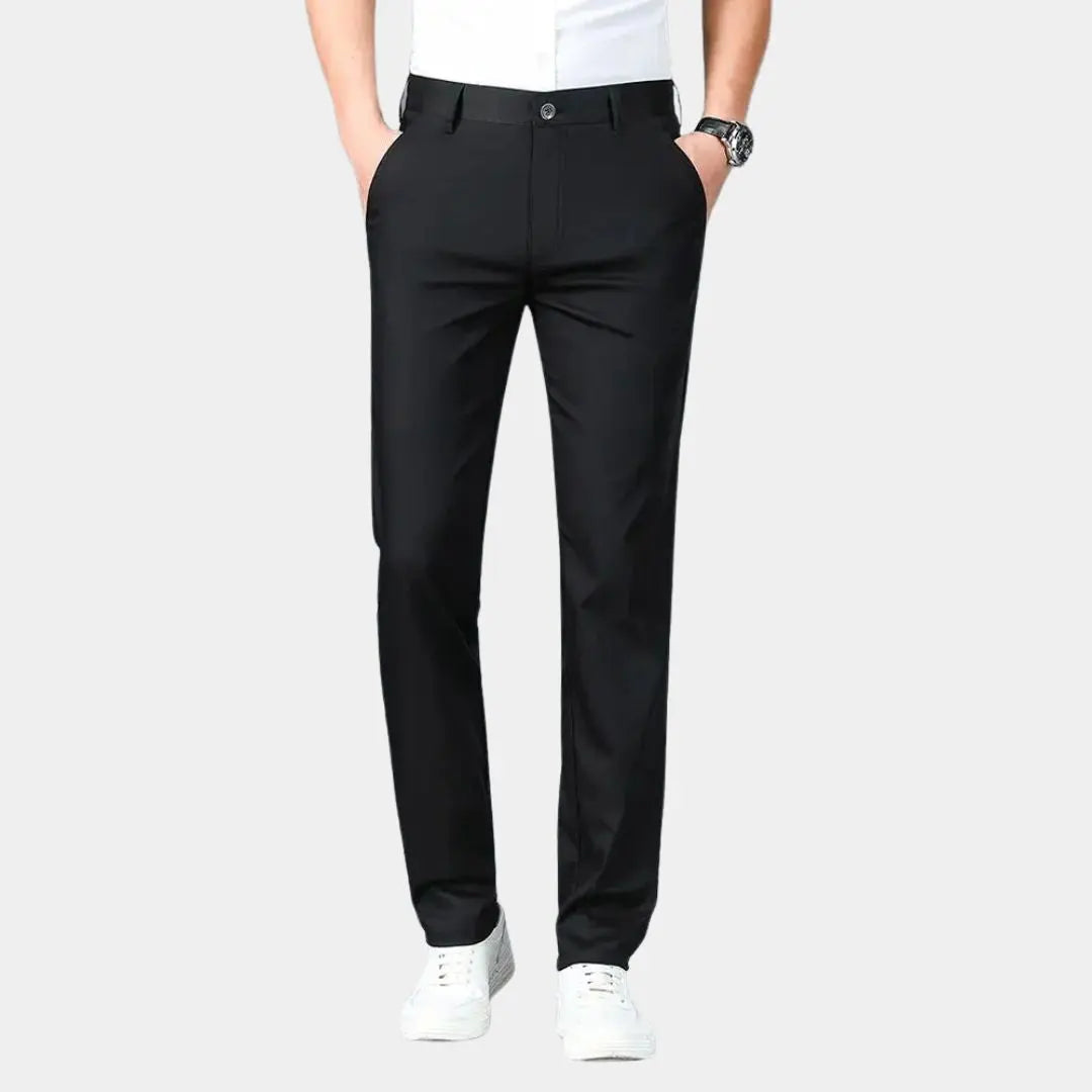 Bamboo Fiber Minimalist Straight Trousers - Cross & Crown CROSS & CROWN