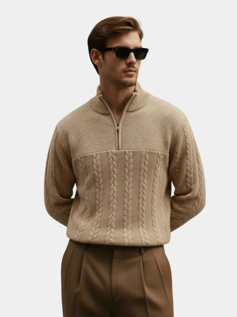 Essential Henley Quarter Zip Pullover - Cross & Crown