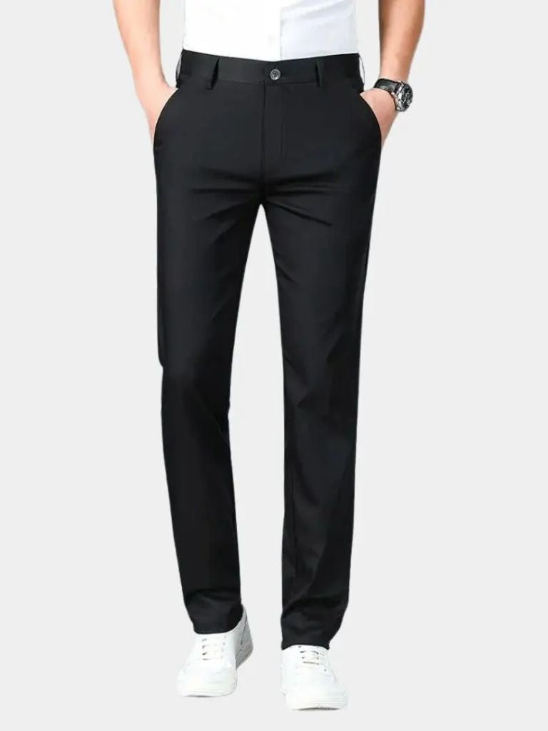Ropa de marca, pantalones de traje de negocios rectos de lujo para hombre, pantalones formales largos informales finos y elegantes de diseñador de fibra de bambú para verano para hombre