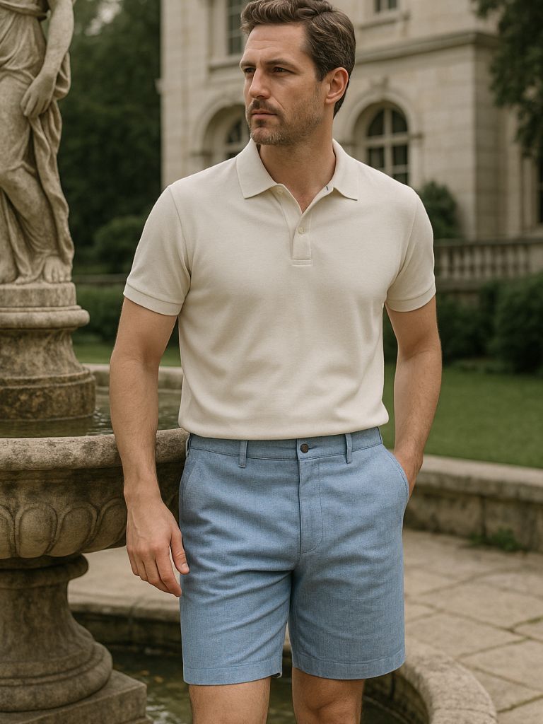 Bleu Horizon Leinen Shorts - <tc>Cross & Crown</tc>
