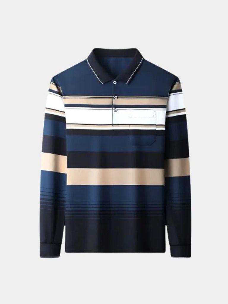 Polo de rayas de manga larga - <tc>Cross & Crown</tc>