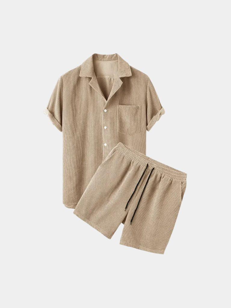 Minimalist Corduroy Set Shorts and Shirt - Cross & Crown