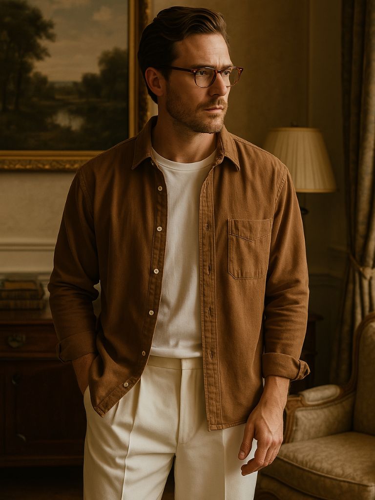 Camisa casual de pana - <tc>Cross & Crown</tc>