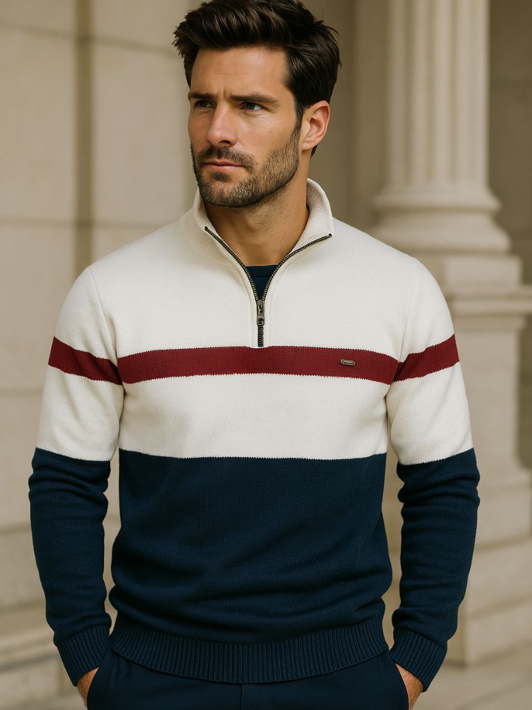 Quarter-Zip Jumper Sweater - Cross & Crown