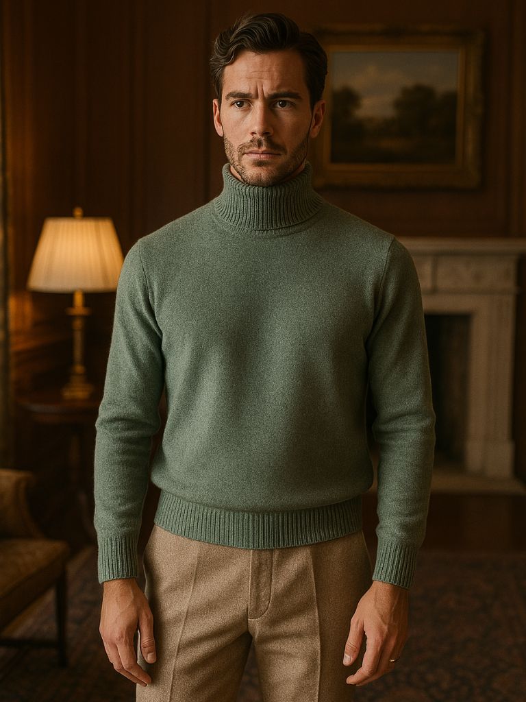 100% Merino Wool Turtleneck Sweater - Cross & Crown