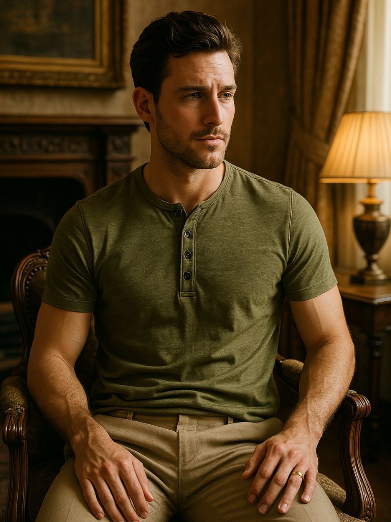 Camiseta informal esencial con cuello Henry - <tc>Cross & Crown</tc>
