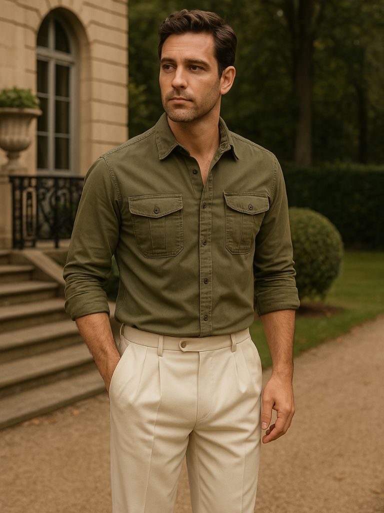 Camisa informal de pana de negocios - <tc>Cross & Crown</tc>