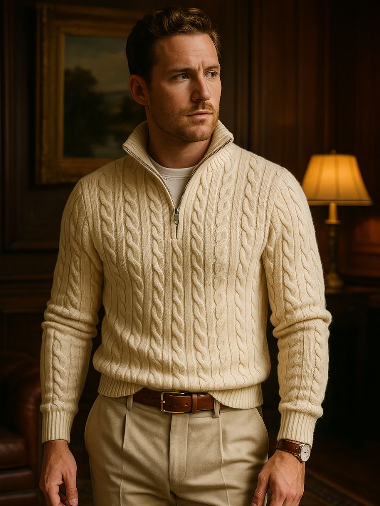 Essential Half Zip Sweater - Cross & Crown