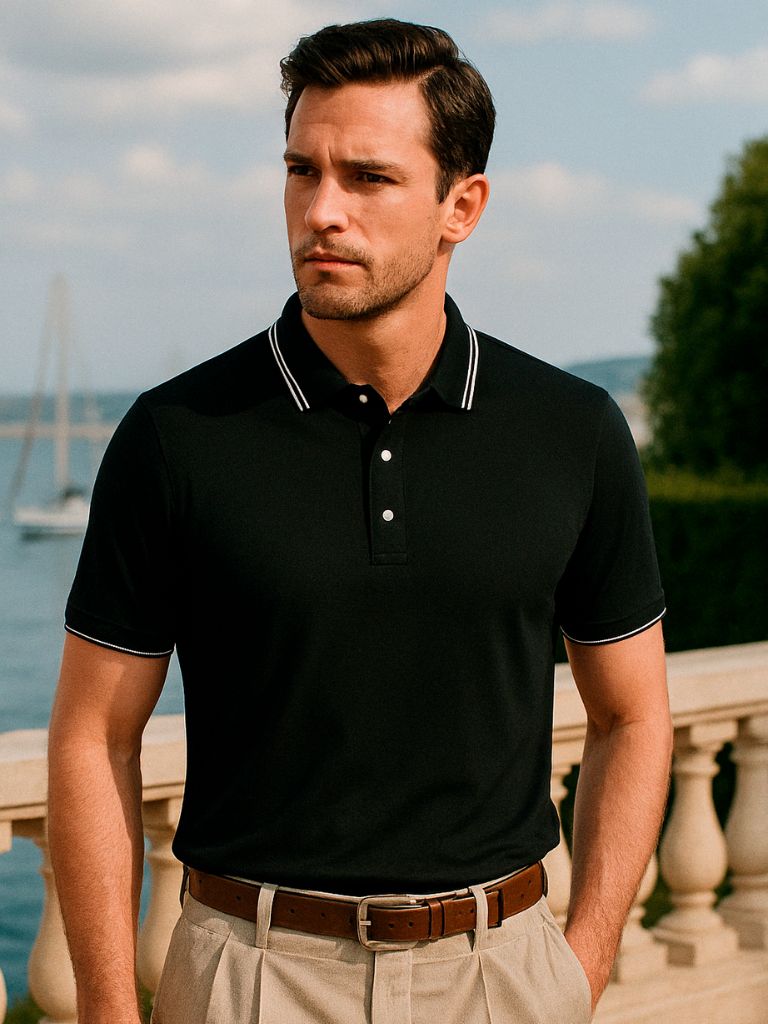 Obsidian Trim Polo – Cross & Crown