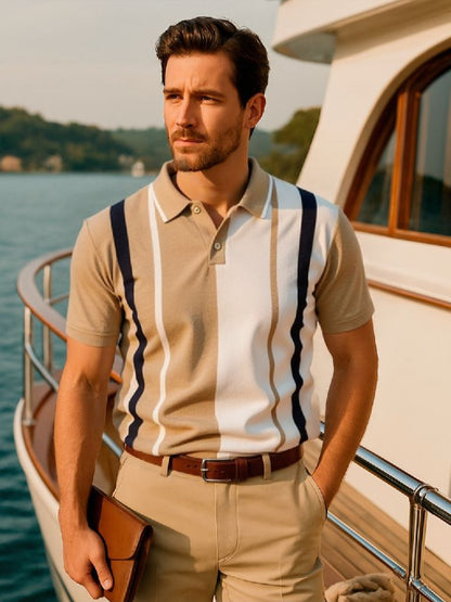 Retro Stripe Polo – Cross & Crown