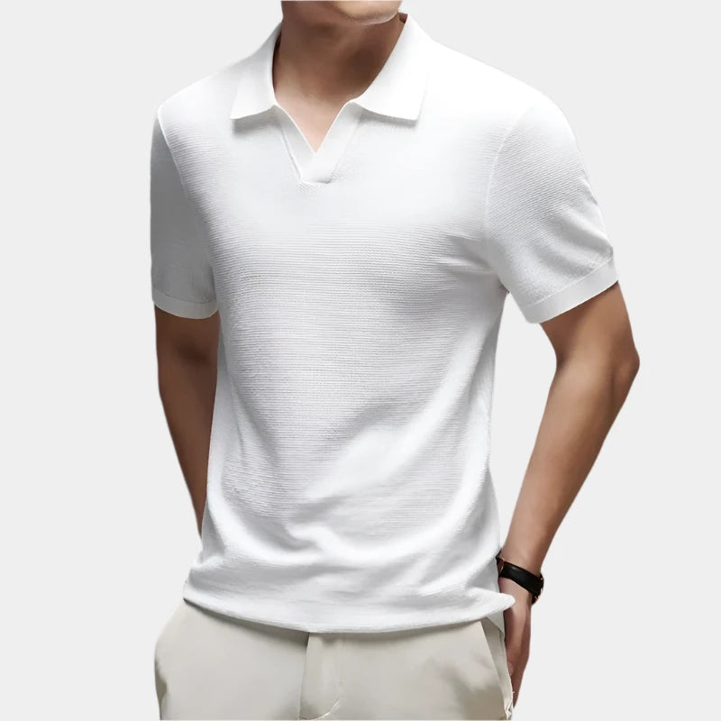 Casual Buttonless Knit Polo Shirt - Cross & Crown