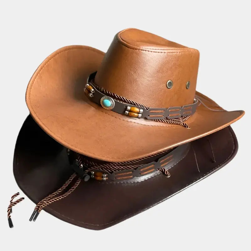 Western Cowboy Leather Hat - Cross & Crown Cross & Crown