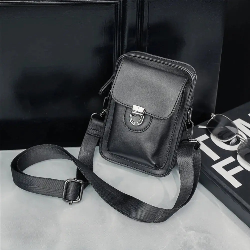 Vintage Mini Men's Crossbody Bag Fashion Shoulder Bag Men Mobile Phone Bag Casual Handbags Small Crossbody Shoulder Bag For Men Cross & Crown