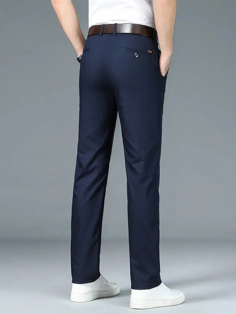 Bamboo Fiber Minimalist Straight Trousers - Cross & Crown CROSS & CROWN