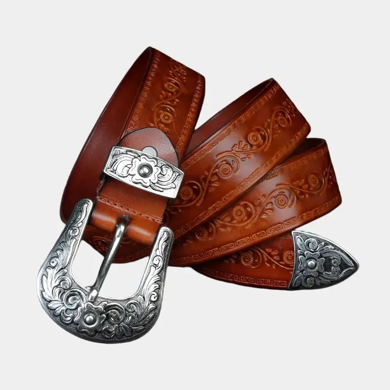 Elegant Western Leather Belt - Cross & Crown Cross & Crown