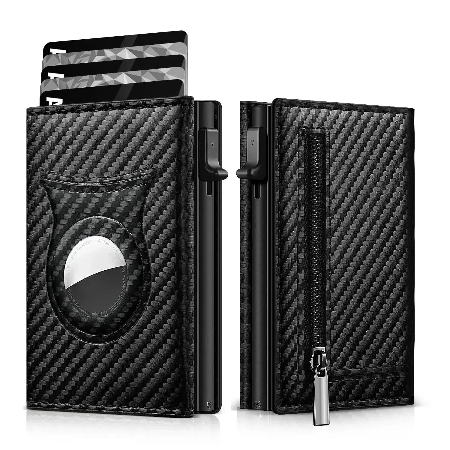 Carbon Fiber Wallet with Air Tag Holder RFID Blocking - Cross & Crown Cross & Crown