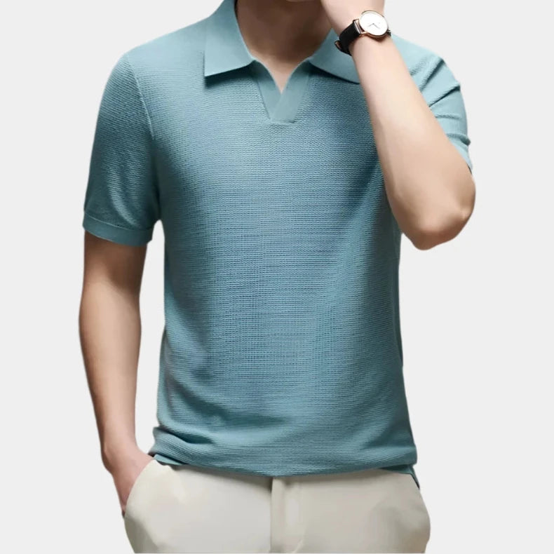 Casual Buttonless Knit Polo Shirt - Cross & Crown