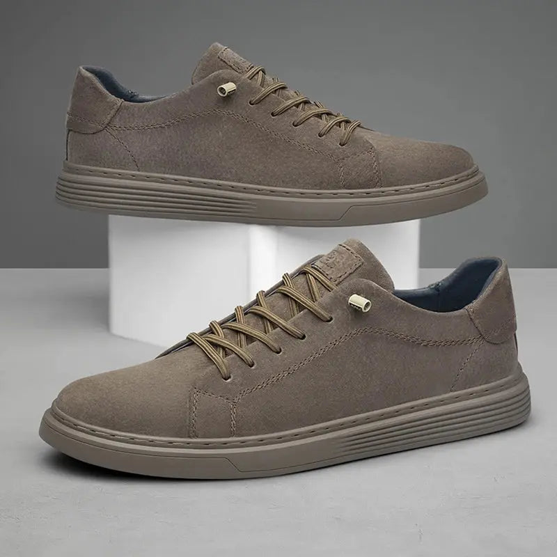 High Quality Brown Suede Leather Shoes Men's Casual Shoes Women's Jogging Shoes Lace Up Soft Sole Sports Shoes Big Size: 36-47 Cross & Crown