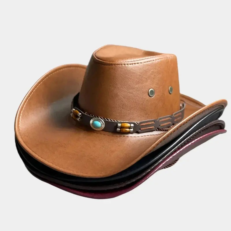 Western Cowboy Leather Hat - Cross & Crown Cross & Crown