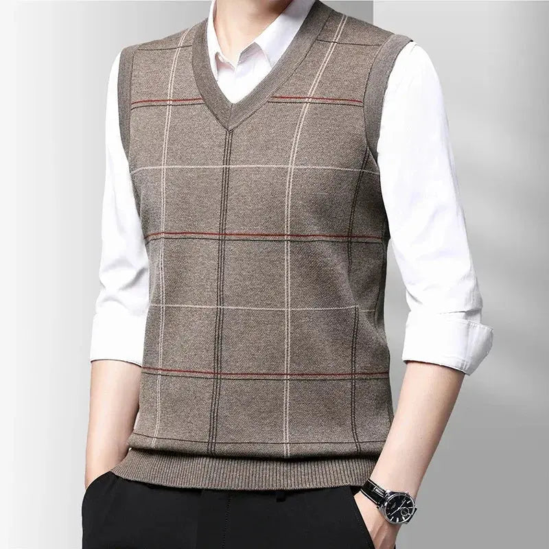 Academic Checkered Kinit Vest - Cross & Crown Cross & Crown