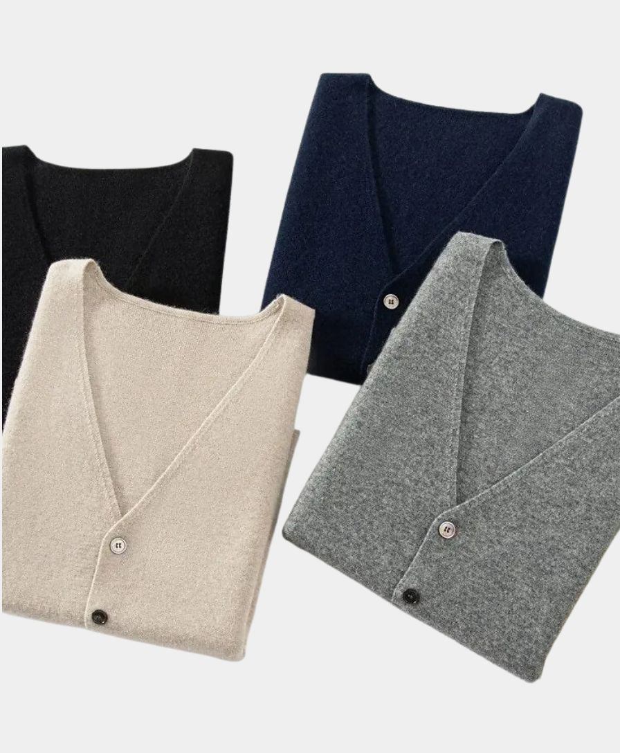 Cashmere Cardigan Vest  - Cross & Crown